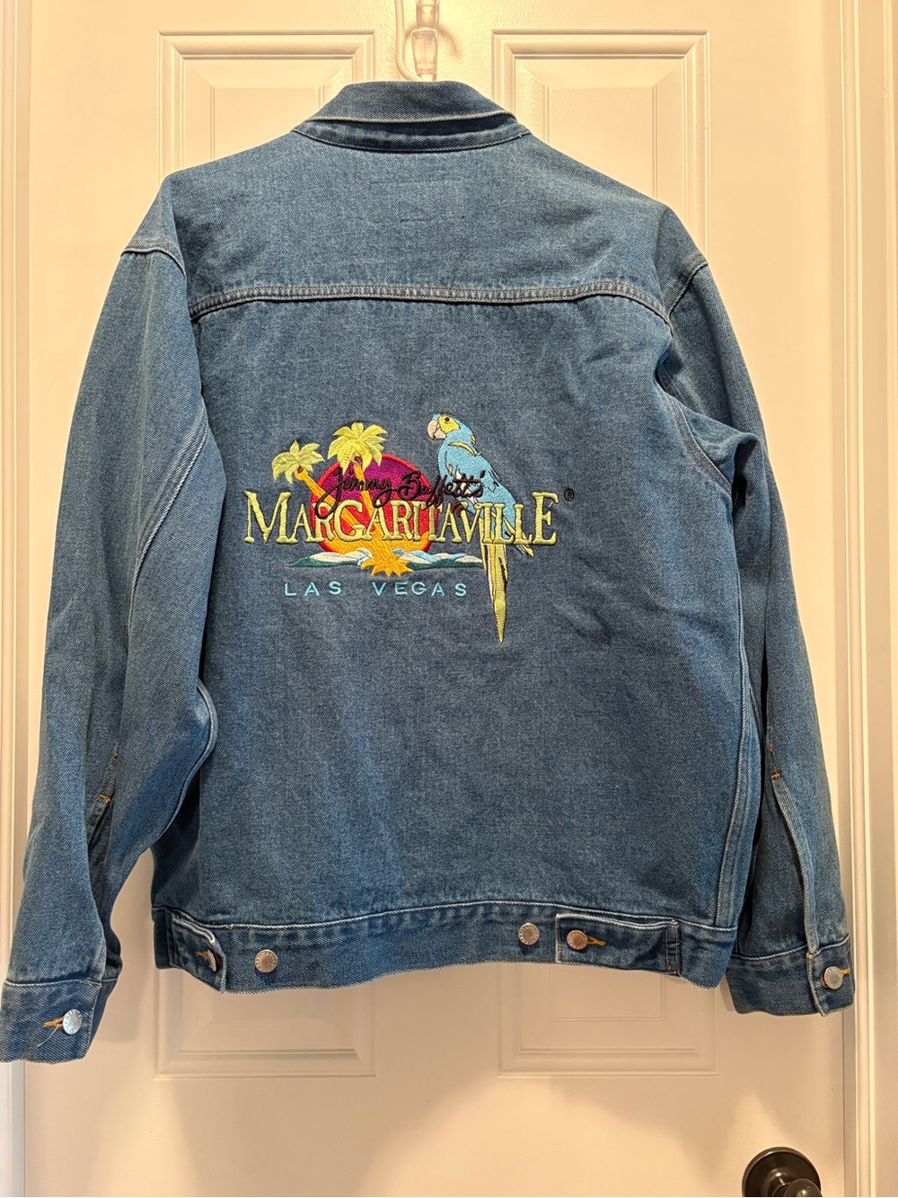 Vintage Jimmy Buffet’s Margaritaville Light Blue Denim Trucker Jacket, Size L
